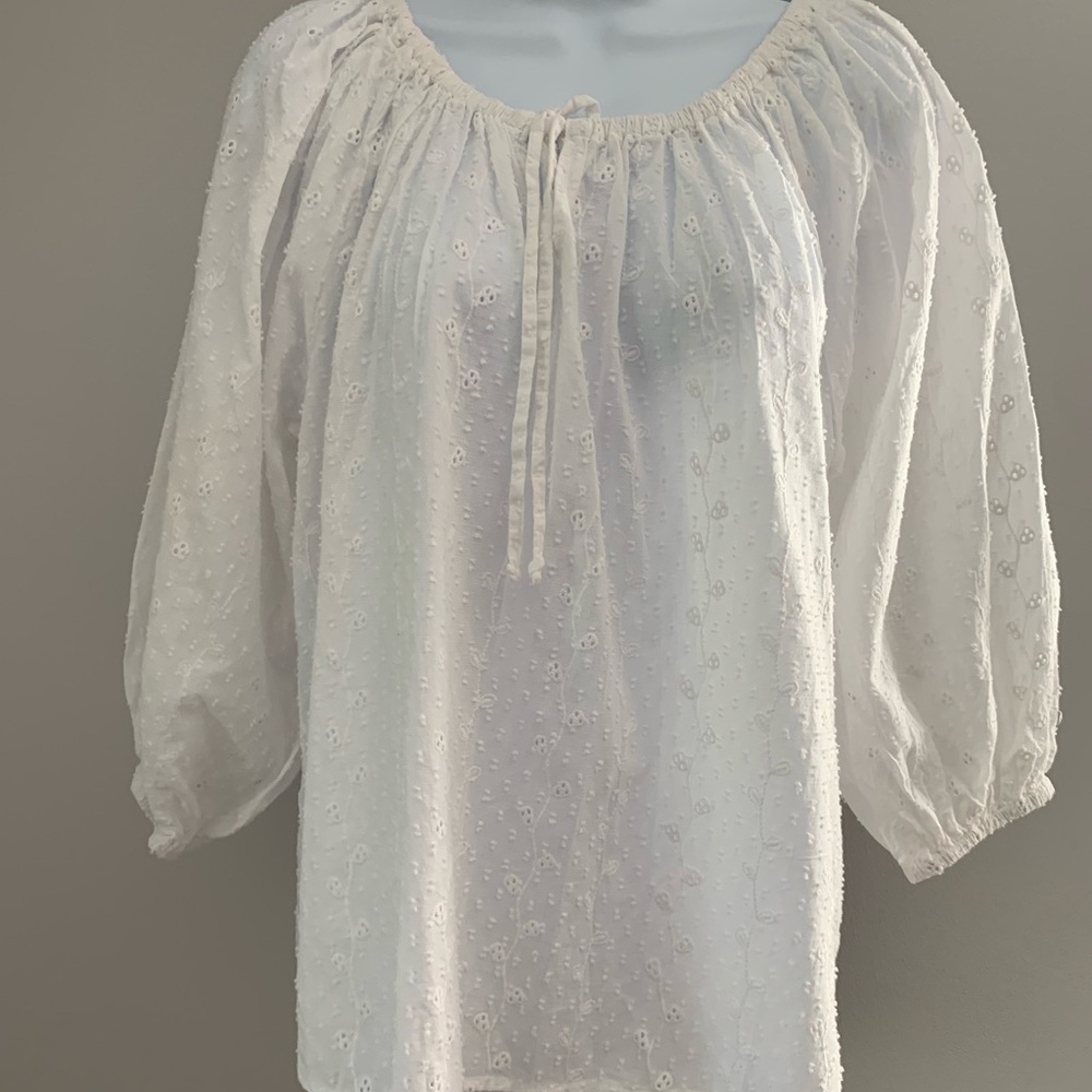 NWT Joie White Tie Front Blouse with Relaxed Fit - Picture 12 of 15